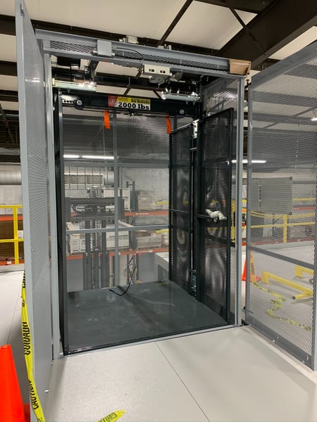 mezzanine conveyor used to move products from the upper levels to the ground floor for convenience and efficiency.